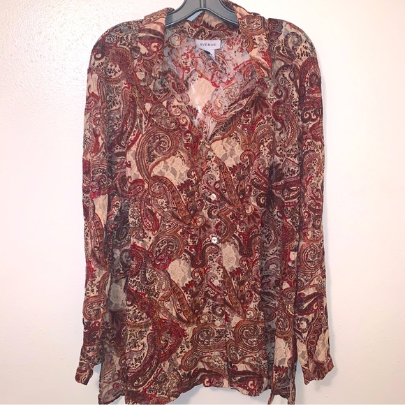 Avenue 22/24 Print Button Down Blouse - Picture 4 of 7